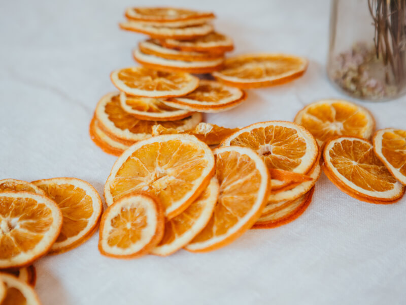 A collection of dried orange segments perfect for a festive wreath.